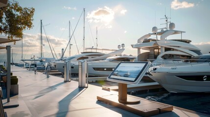Fototapeta premium Seaside Serenity Luxury Yacht Marina with CuttingEdge Booking Technology