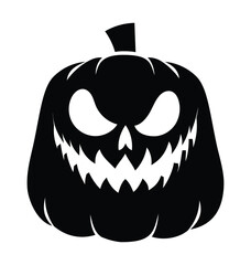Halloween pumpkin with spooky face. Vector cartoon character silhouette illustration