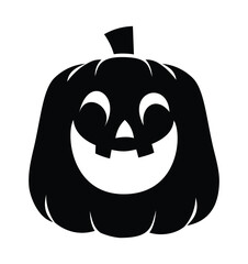 Halloween pumpkin with happy face. Vector cartoon character silhouette illustration