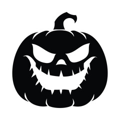 Halloween pumpkin with spooky face. Jack o lantern. Vector cartoon character silhouette illustration