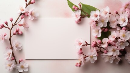 Obraz premium Pink Cherry Blossoms Frame a Blank Card