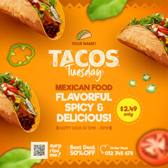 Tacos flyer and social media banner post template