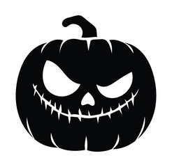 Spooky halloween pumpkin. Jack o lantern. Vector cartoon character silhouette illustration