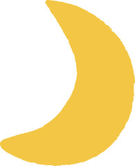 Yellow Half Moon Crescent moon doodle illustration