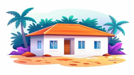 Obraz premium A clear icon of an exterior house, showcasing a simple yet effective design for easy recognition in vector format.