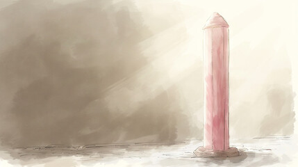   A Pink Tower in White Room with Gray Wall