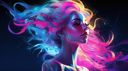 Neon vibrant waves with a futuristic touch