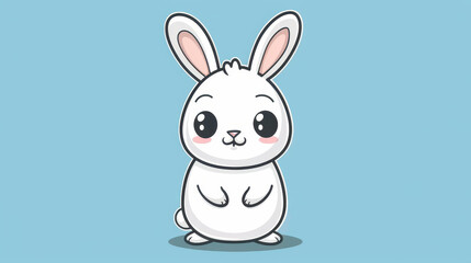 Obraz premium Cute cartoon rabbit, vibrant and cuddly, perfect for joyful designs and charming illustrations that spread happiness.