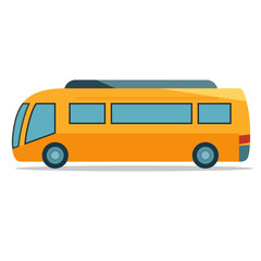 Cute bus vector illustration, simple bus flat icon design, isolated on white background