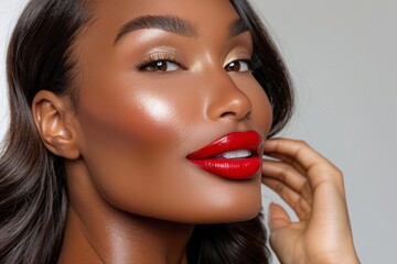 Fototapeta premium Stunning Portrait of African American Woman with Flawless Makeup