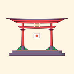 Red Japan Gate vector illustration
