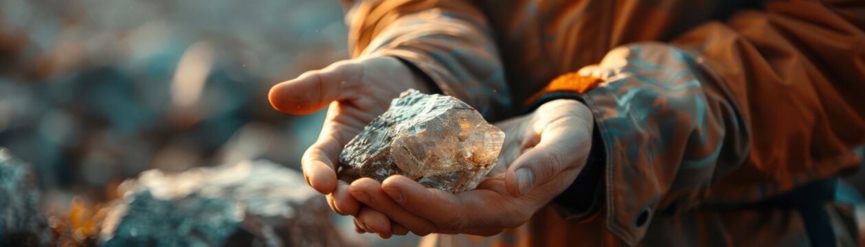 Geologist examining rock samples