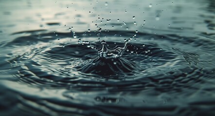 Water drop splash and ripples on the water surface