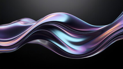 Abstract Metallic Wave with Iridescent Sheen