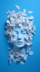 Brainstorming blue background minimalist style close-up 