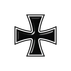 Black cross symbol isolated on white back. Vector illustration