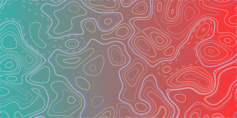 Trendy modern Topographic contour line map background and texture vector.  Rendering abstract topographic map concept. Wavy backdrop.