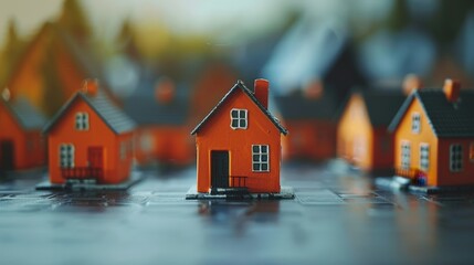 Model Houses in Warm Tones Displayed on a Table With Soft Natural Lighting. Generative AI