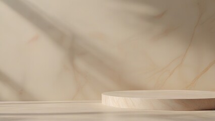 Brown Podium with Abstract Shadows - Minimal 3D Background for Cosmetic Display and Beauty Advertising. Made with Generative AI Technology