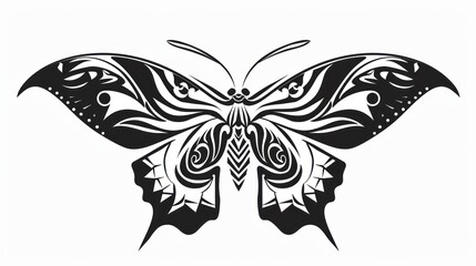 black butterfly illustration on white background