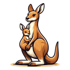 mom kangaroo with baby kangaroo on her chest vector
