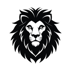 A silhouette of a Lion Head art vector illustration Design.