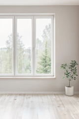 Fototapeta premium Elegant interiors composition with minimal furniture and natural window lighting. Interiors design luxury image.