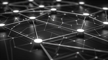 Network connection lines with bright nodes