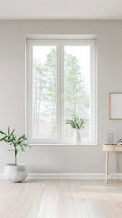 Fototapeta premium Elegant interiors composition with minimal furniture and natural window lighting. Interiors design luxury image.