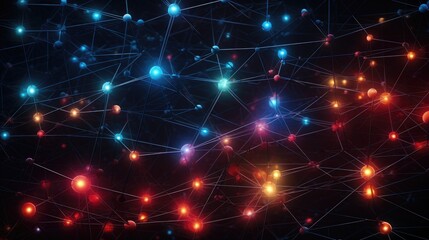 Network connection lines with bright nodes