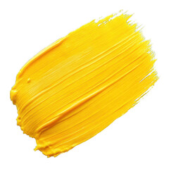 Yellow paint stroke isolated on transparent background