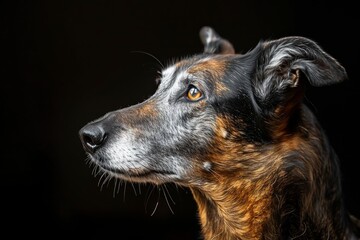 Style portrait of a majestic Siberian Hound black background