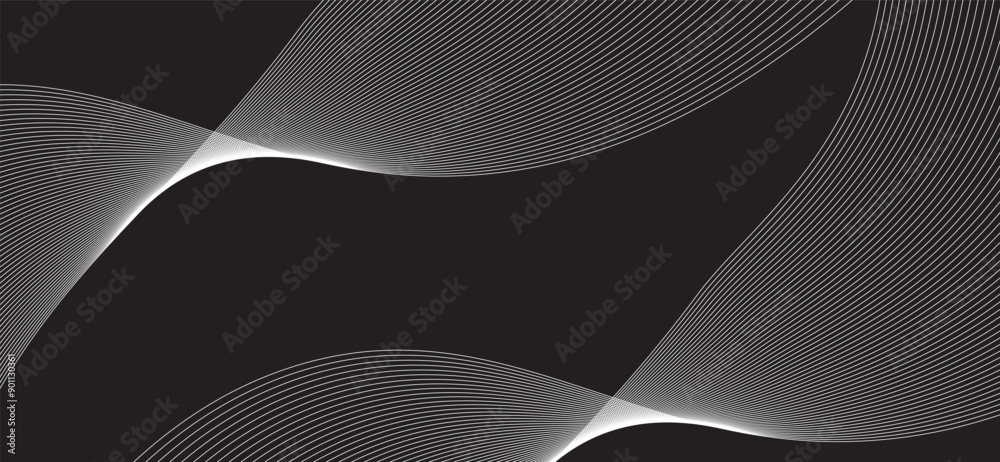 Poster wavy lines tech futuristic background technology line. white background wave lines abstract design. 