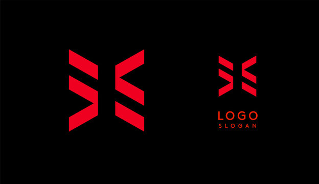 Abstract red geometric letter X with parallel lines. Stripes modern logotype concept, futuristic design for an innovative company, minimalist sporty and technological power style. Vector illustration