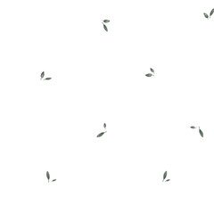 Simple minimalistic repeating seamless pattern of green leaves. Hand drawn illustration scandinavian leafs on isolated background.