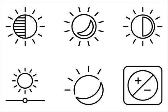 Contrast icon set,  adjust contrast icon. Signs and symbols on white background