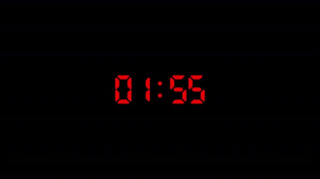 Countdown two minutes with digital clock time, Digital clock timer for two minutes, 2 minutes timer countdown animation, 2 minutes countdown