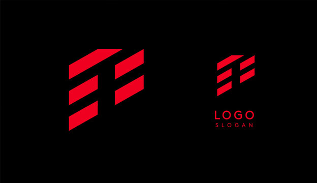 Abstract red geometric letter P with parallel lines. Stripes modern logotype concept, futuristic design for an innovative company, minimalist sporty and technological power style. Vector illustration