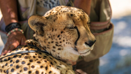 Cheetah dozing off at Cheetah Outreach Animal Sanctuary, Cape Town, South Africa