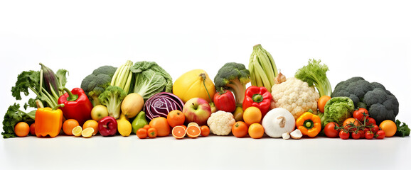 Variety of organic vegetables and fruits isolated on white --ar 12:5 --v 5.2 - Image #1 @kashif