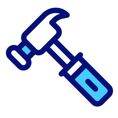 Hammer Mixed Icon. Single icon, line and colored vector icon