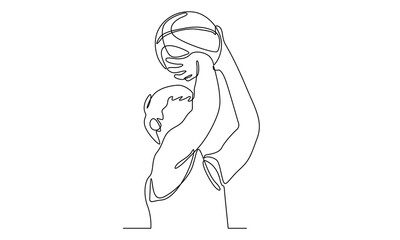continuous line art of basketball player illustration