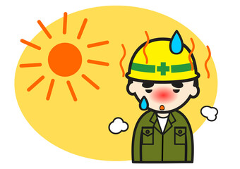  熱中症にかかる現場作業員