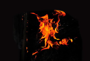 burning fire in the dark
