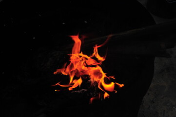 burning fire in the dark