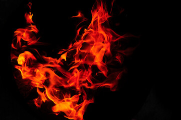 burning fire in the dark