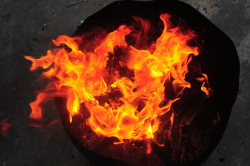 burning fire in the dark