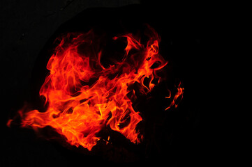 burning fire in the dark