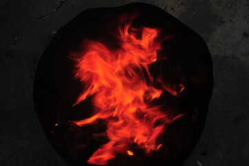 burning fire in the dark