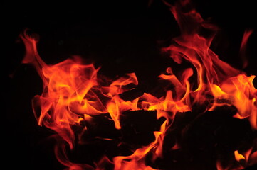 burning fire in the dark